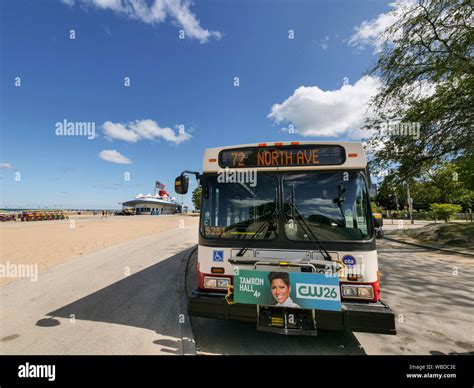 Chicago CTA bus and North Avenue Beach Stock Photo - Alamy