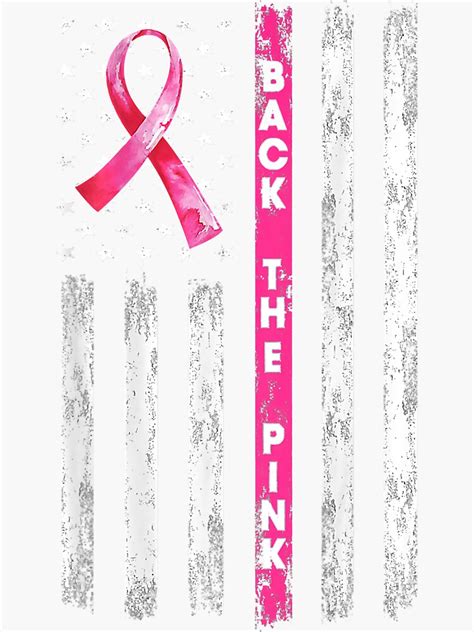 Back The Pink Ribbon American Flag Breast Cancer Awareness Sticker