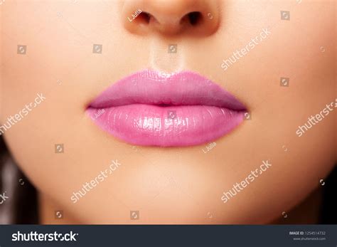 Sexy Lips Make Close Up Beauty Fashion Stock Photo 1254514732