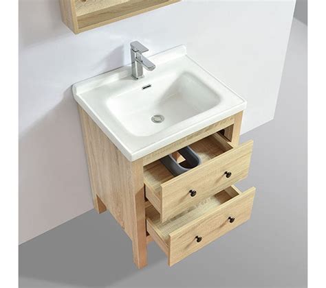 Meuble Salle De Bain Simple Vasque Sur Pieds 60 Cm Typo Chêne Meuble