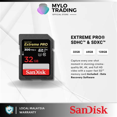 Sandisk Extreme Pro 300mbs Sd Card 32gb 64gb 128gb Sdsdxdk Shopee Malaysia