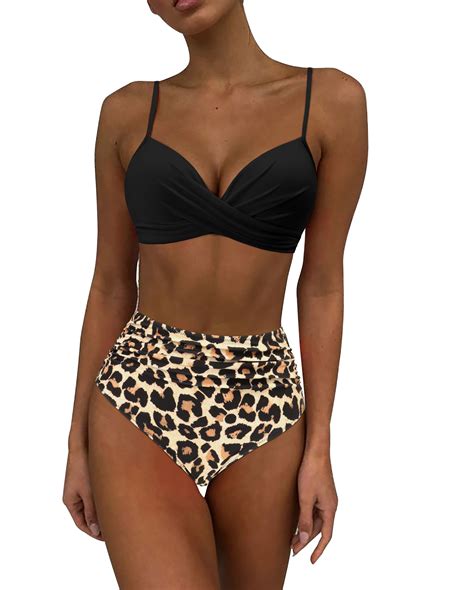 Maillot de bain sexy pour femme bikini pushup couleur unie imprimé