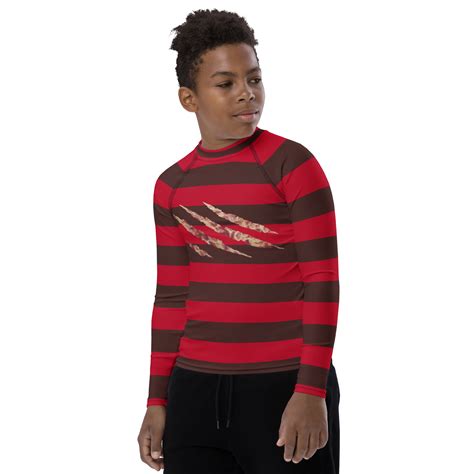 Freddy Nightmare Serial Killer Cosplay Costume Youth Rash Guard