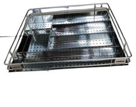 Silver Stainless Steel SS Kitchen Perforated Cutlery Basket