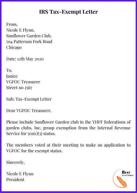 Tax Letter Template Format Sample And Example In Pdf And Word