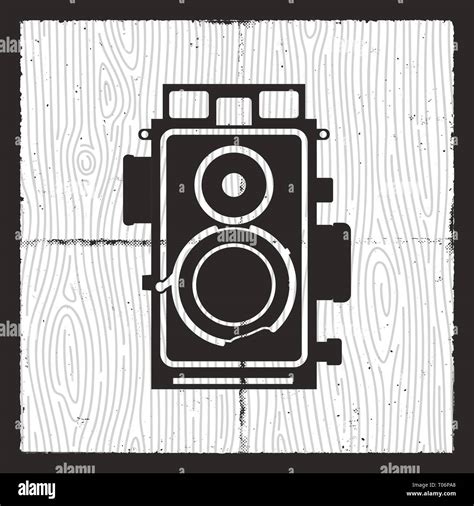 Retro camera card design. Silhouette vintage photography equipment ...