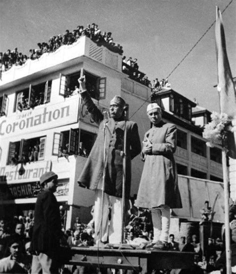 Jawaharlal Nehru And Sheikh Mohammad Abdullah Addressing People Of Kashmir At Lal Chowk Srinagar