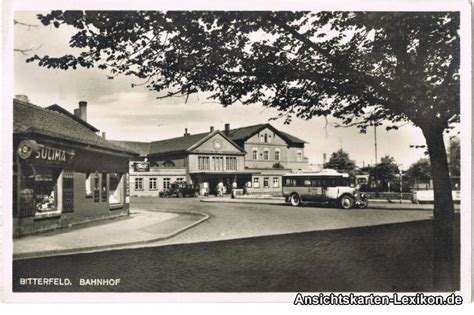 Partie Am Bahnhof Mit Kiosk Und Bus Bitterfeld Ansichtskarten Lexikon