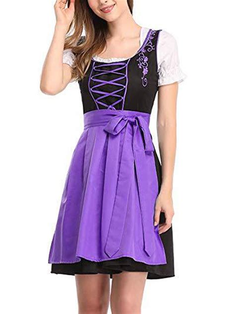 Niuer Ladies Oktoberfest Dresses Square Neck Dirndl Dress Embroidered ...