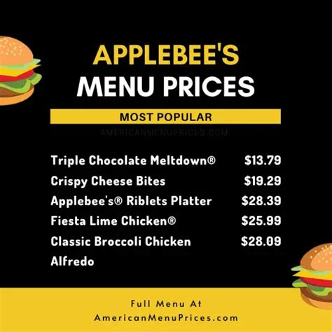 Applebee’s Menu & Prices in USA 2023 – American Menu Prices