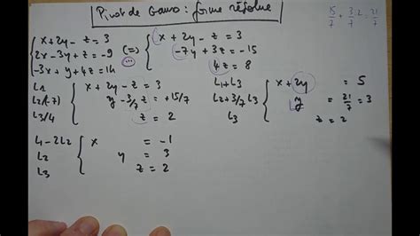 Syst Mes Lin Aires Pivot De Gauss Forme R Solue Exemple Youtube