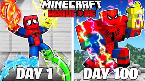 I Survived 100 Days As ELEMENTAL SPIDERMAN In HARDCORE Minecraft