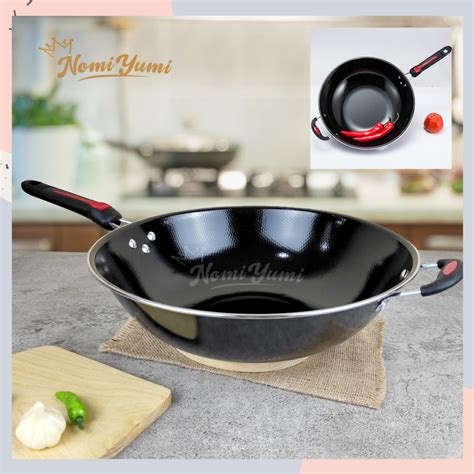 Jual Nomiyumi Wajan Enamel Hitam Penggorengan Wok Pan Gagang Anti