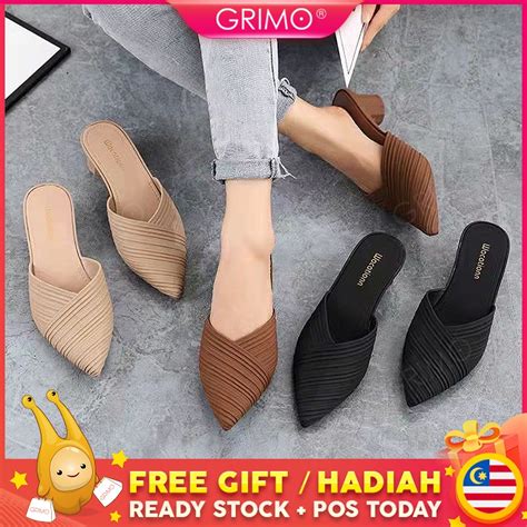 Ready Stockgrimo Elite Mid Heel Womens Kasut Wanita High Heels