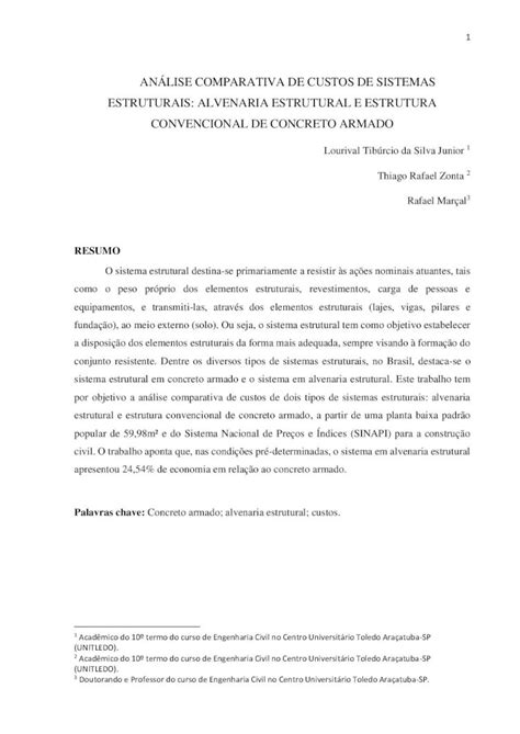 Pdf An Lise Comparativa De Custos De Sistemas Sistemas