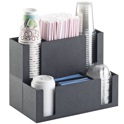 Cal Mil Classic Black Countertop Cup And Lid Organizer With Straw