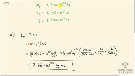 Angular Momentum Of The Earth Around The Sun