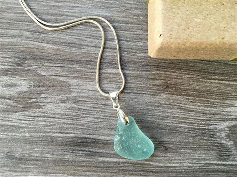 Natural Sea Glass Pendant Genuine Beach Glass Necklace Mermaids Tears