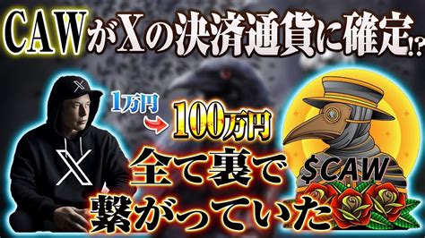 【caw】「x」の決済通貨に決定か！？イーロンが意味深名言で「caw」が今後爆上げする理由を徹底解説！！【仮想通貨】【イーロン銘柄】【ミーム