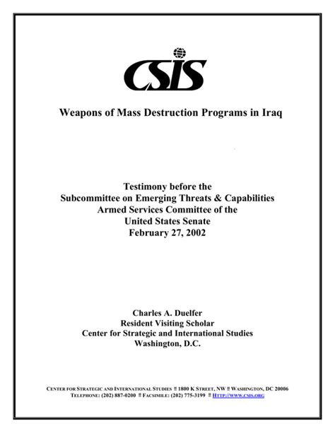 Weapons Of Mass Destruction Programs In Iraq