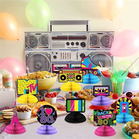 Buy 80s Party Decorations 10pcs Back To The 80s Party Honeycomb Centerpieces 80s Retro Table