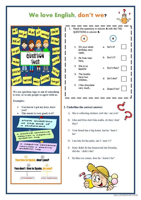 Tag Questions General Gramma English Esl Worksheets Pdf And Doc