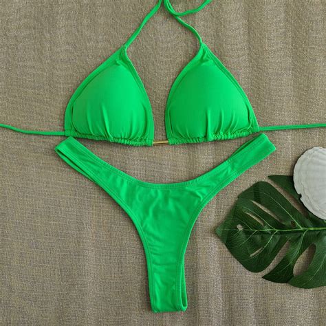 Conjunto Biqu Ni Cortininha Asa Delta Verde Neon Sazanka