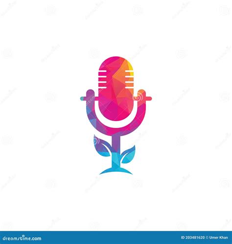 Podcast Logo Badge Icon With Retro Microphone Vector Illustration