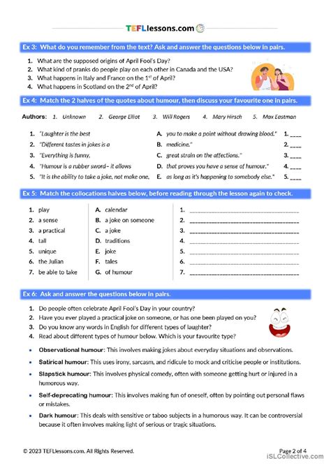 April Fool S Day Reading Lesson Gene English Esl Worksheets Pdf Doc