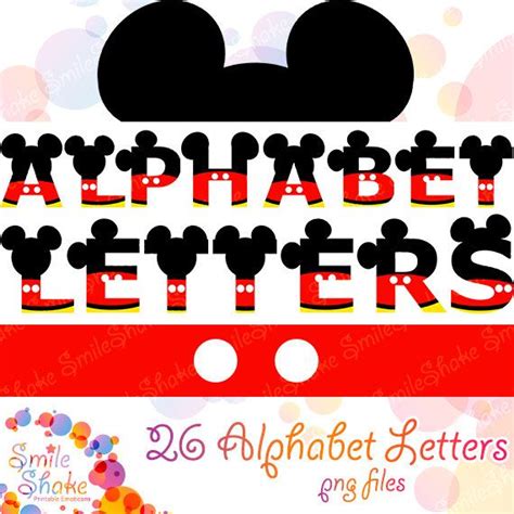 26 PNG Mickey Alphabet Letters Mouse Digital Letters Instant Digital