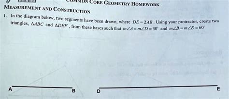 SOLVED COMMON CORE GEOMETRY HOMEWORK MEASUREMENT AND CONSTRUCTION In