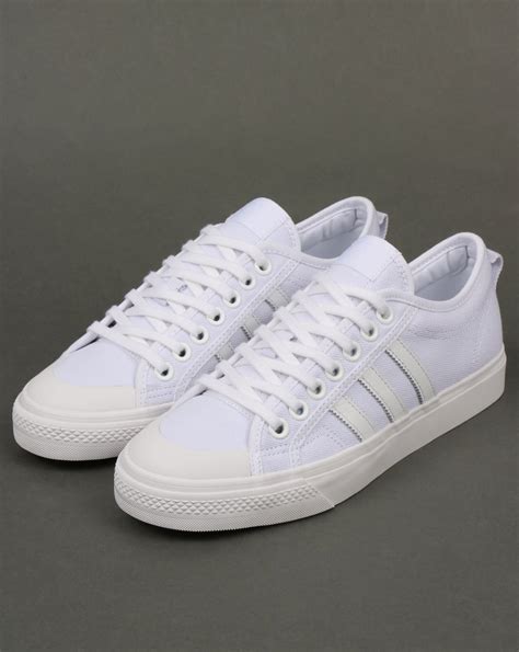 Adidas Nizza Trainers White Low Shoes Originals Canvas Mens