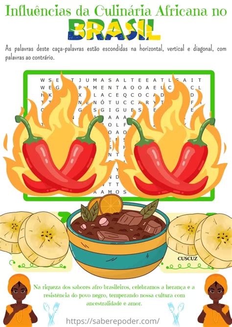 Influências da Culinária Africana no Brasil Caça Palavras 2023