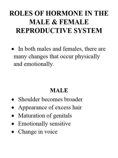 Roles of Hormone in the Male and Female Tarpapel | PDF | Luteinizing ...