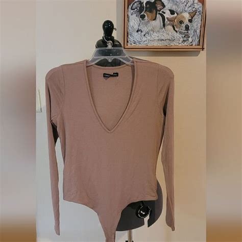 Naked Wardrobe Tops Naked Wardrobe Cocolongsleevevneckbodysuitnwot