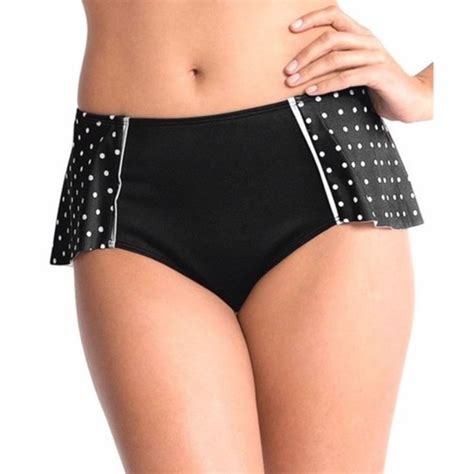 Spanx Swim Spanx Black Flirty Skirted Polka Dot Swim Bikini Bottoms