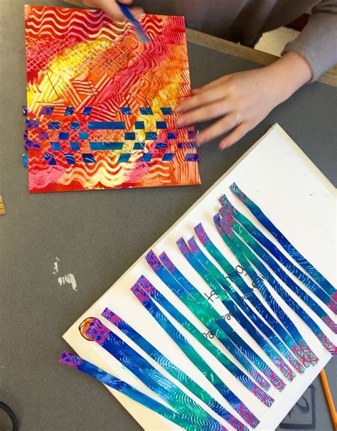 Paste Paper Masterpieces Paper Weaving Elementary Art Projects 3rd