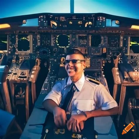 Smiling Pilot In Airplane Cockpit On Craiyon