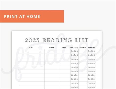 2023 Reading List, Printable Reading List, Booktok Made Me Do It, TBR ...