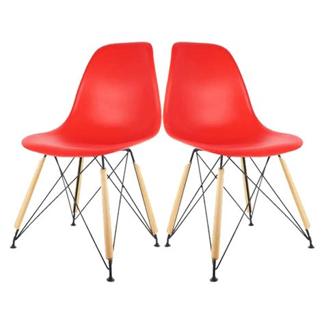 Lot De 2 Chaises Scandinaves THE CONCEPT FACTORY Coque Plastique Rouge