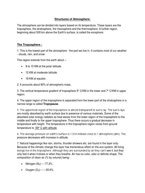 Structure of Atmosphere | PDF