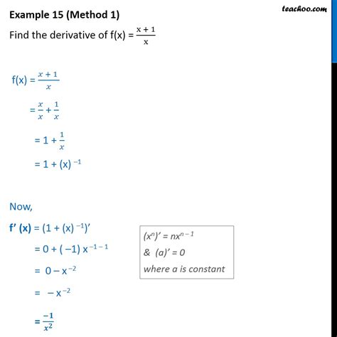 Example 15 Find Derivative Of F X X 1 X Teachoo