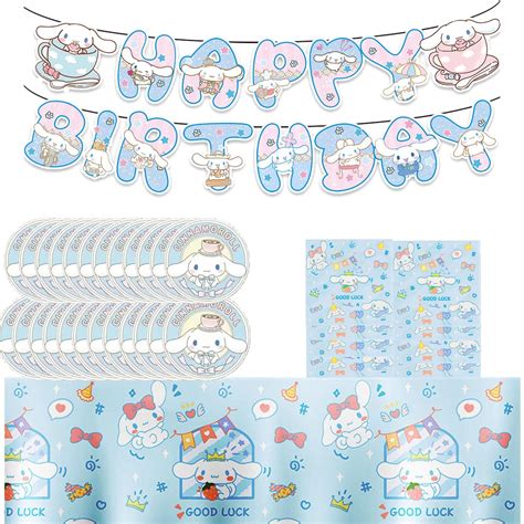 Cinnamoroll Birthday Decorations, Kawaii Cartoon Theme Party Tableware ...