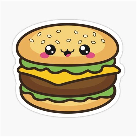 Cute Cheeseburger Smile Kawaii Sticker For Sale By Annafokina Redbubble