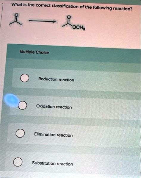 Solved What Is The Correct Classification Of The Following Reaction