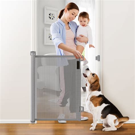 Singes Retractable Baby Gate Hx W Extra Wide Expandable Pet Gate