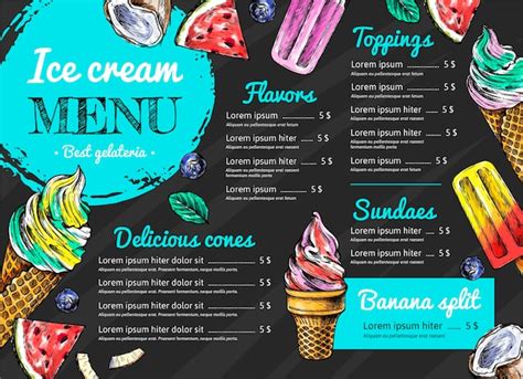 Premium Vector Ice Cream Blackboard Menu Template