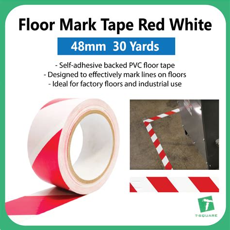 Floor Marking Tape Red White Mm Yrds For Safety And Hazard Warning