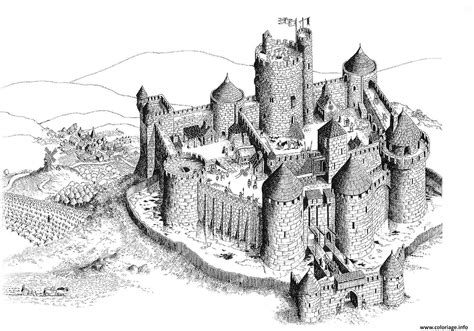 Coloriage Chateau Fort Du Moyen Age Dessin Chateau à imprimer