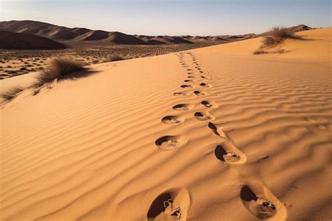 Premium AI Image Natural Footprints In Nature On A Sand Dune